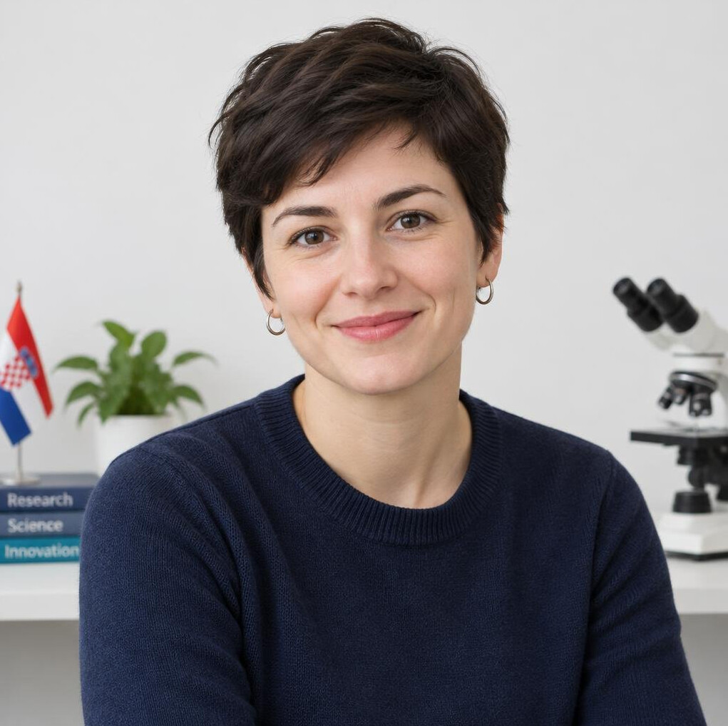 Portrait of a young woman researcher with short hair