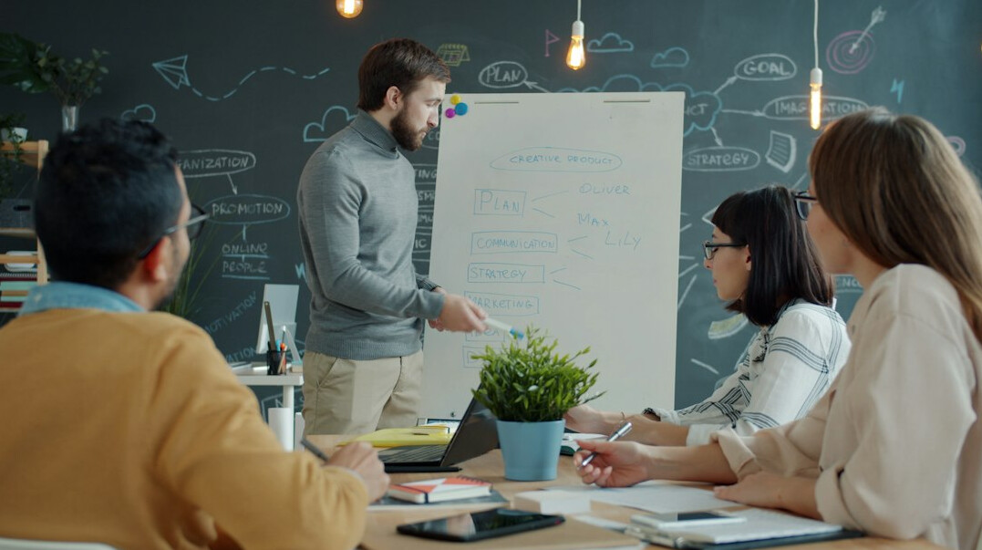 insurance leader presenting strategy