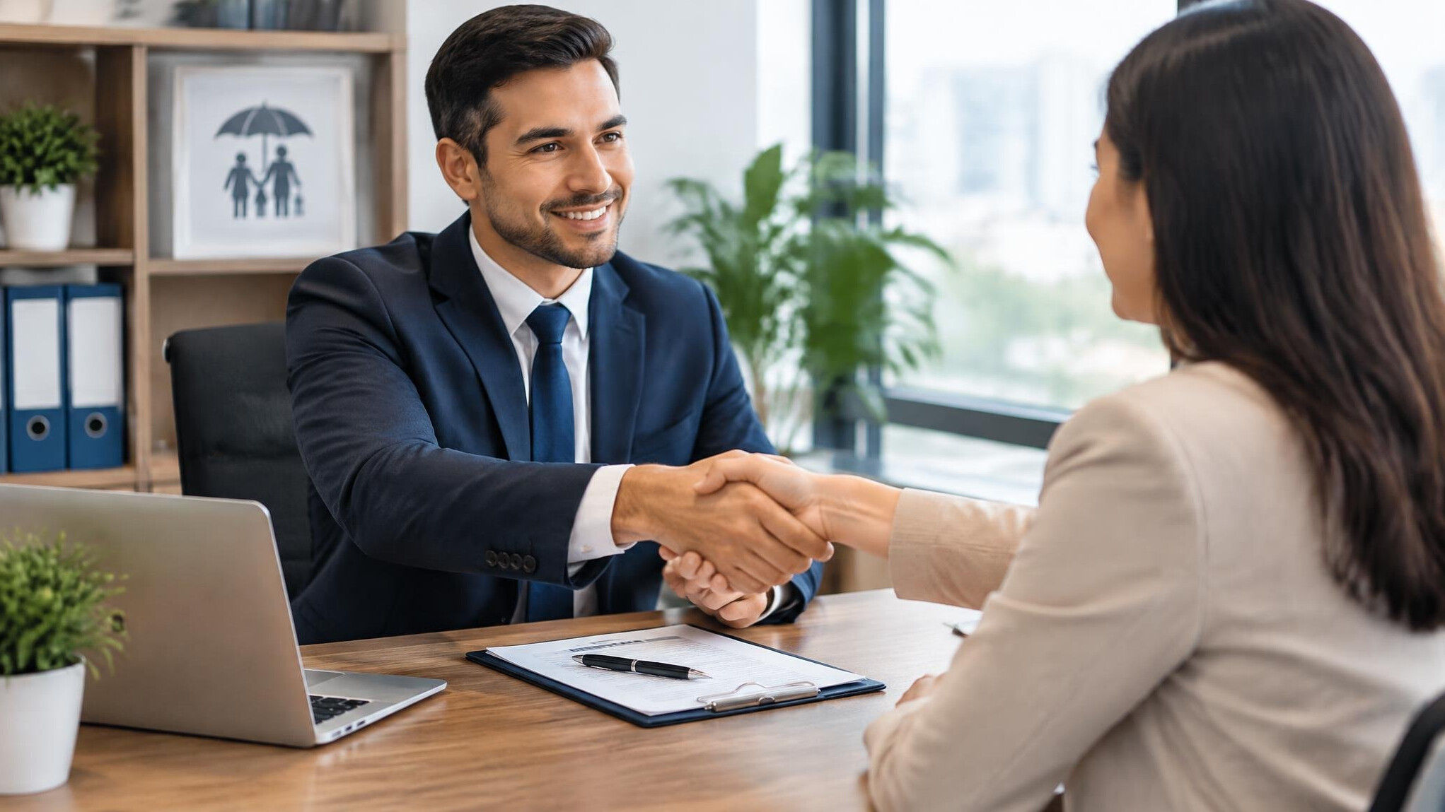 insurance agent with client